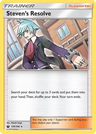 Steven's Resolve — SM - Celestial Storm Pokémon TCG card by Hitoshi Ariga