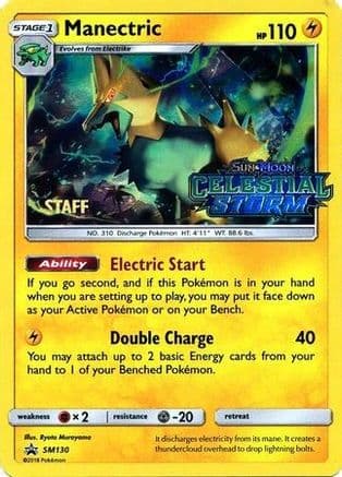Manectric - SM130 (Prerelease) [Staff] — SM Promos Pokémon TCG card by Ryota Murayama