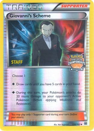Giovanni's Scheme - 138/162 (Regional Championships) [Staff] — League & Championship Cards Pokémon TCG card by Blue Reg Raymond