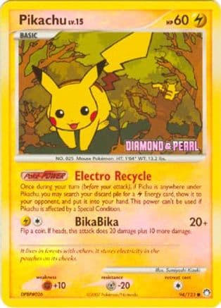 Pikachu - 94/123 (Diamond & Pearl) — Burger King Promos Pokémon TCG card by Mitsuhiro Arita