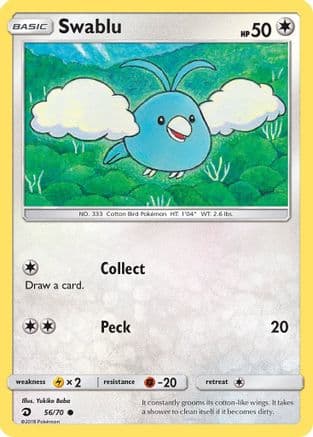 Swablu (56) — Dragon Majesty Pokémon TCG card by Yukiko Baba
