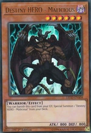 Destiny HERO - Malicious (UR) — Legendary Hero Decks Yu-Gi-Oh! card by KAZUKI TAKAHASHI