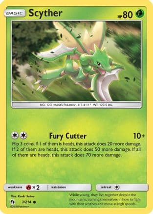 Scyther — SM - Lost Thunder Pokémon TCG card by Kouki Saitou