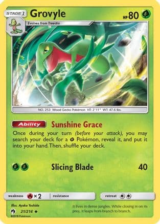 Grovyle — SM - Lost Thunder Pokémon TCG card by Ayaka Yoshida