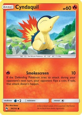 Cyndaquil (39) — SM - Lost Thunder Pokémon TCG card by Mina Nakai