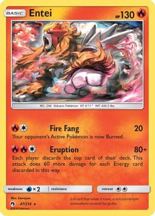 Entei — SM - Lost Thunder Pokémon TCG card by kawayoo