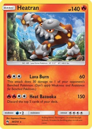 Heatran — SM - Lost Thunder Pokémon TCG card by Kagemaru Himeno