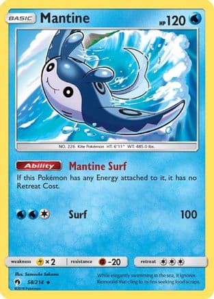 Mantine — SM - Lost Thunder Pokémon TCG card by Sanosuke Sakuma