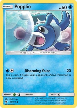 Popplio (64) — SM - Lost Thunder Pokémon TCG card by Hitoshi Ariga