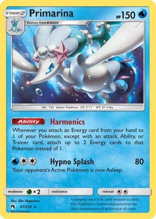Primarina — SM - Lost Thunder Pokémon TCG card by Shin Nagasawa