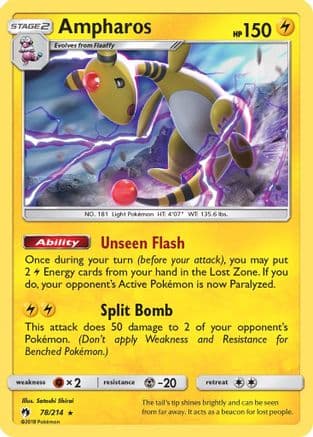 Ampharos — SM - Lost Thunder Pokémon TCG card by Satoshi Shirai