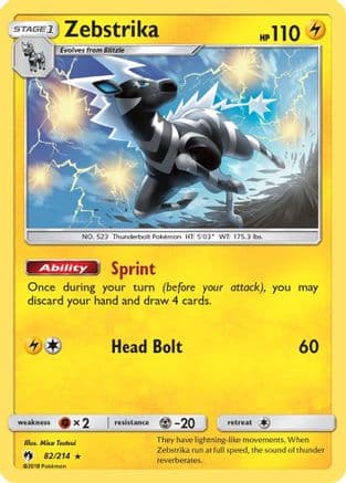 Zebstrika — SM - Lost Thunder Pokémon TCG card by Misa Tsutsui