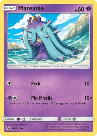 Mareanie (105) — SM - Lost Thunder Pokémon TCG card by Saya Tsuruta
