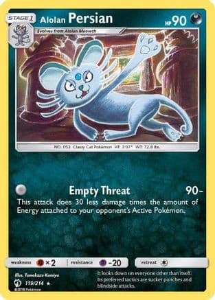 Alolan Persian — SM - Lost Thunder Pokémon TCG card by Tomokazu Komiya