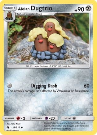 Alolan Dugtrio — SM - Lost Thunder Pokémon TCG card by Yuka Morii