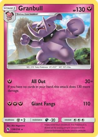 Granbull — SM - Lost Thunder Pokémon TCG card by Shin Nagasawa