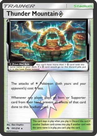 Thunder Mountain Prism Star — SM - Lost Thunder Pokémon TCG card by Hasuno Graphics