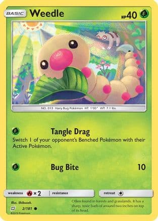 Weedle (2) — SM - Team Up Pokémon TCG card by Atsuko Nishida