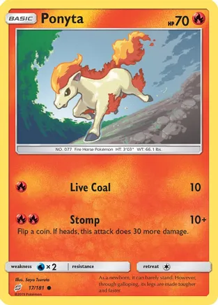 Ponyta — SM - Team Up Pokémon TCG card by Saya Tsuruta