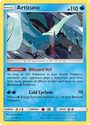 Articuno — SM - Team Up Pokémon TCG card by Yusuke Ohmura