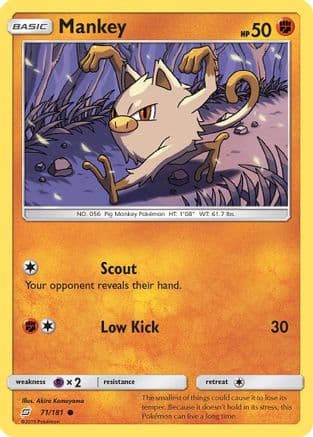 Mankey — SM - Team Up Pokémon TCG card by Akira Komayama