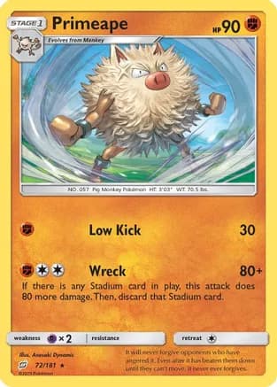 Primeape — SM - Team Up Pokémon TCG card by Anesaki Dynamic