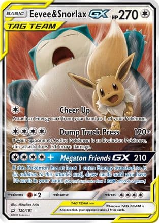Eevee & Snorlax GX — SM - Team Up Pokémon TCG card by Mitsuhiro Arita
