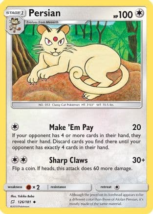 Persian — SM - Team Up Pokémon TCG card by Yukiko Baba