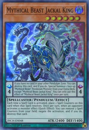 Mythical Beast Jackal King — The Infinity Chasers Yu-Gi-Oh! card by KAZUKI TAKAHASHI