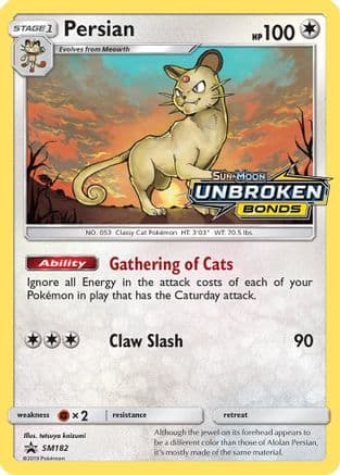 Persian - SM182 (Prerelease) — SM Promos Pokémon TCG card by Wotjao Ruleciski