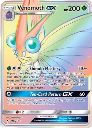 Venomoth GX (Secret) — SM - Unbroken Bonds Pokémon TCG card by Shigenori Negishi