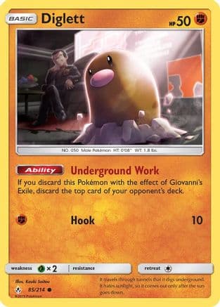 Diglett — SM - Unbroken Bonds Pokémon TCG card by Kouki Saitou