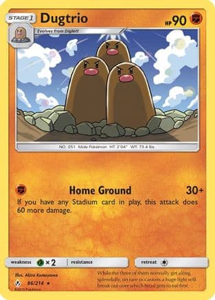 Dugtrio — SM - Unbroken Bonds Pokémon TCG card by Akira Komayama