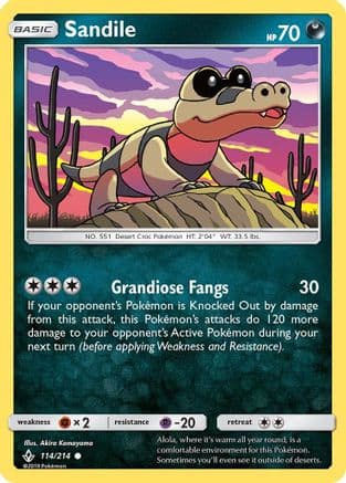Sandile (114) — SM - Unbroken Bonds Pokémon TCG card by Akira Komayama