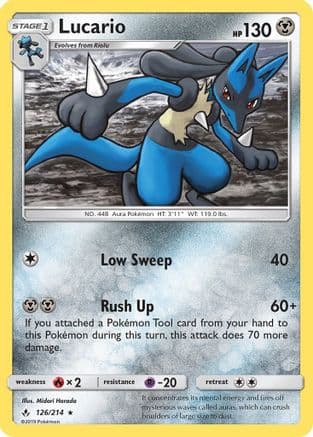 Lucario — SM - Unbroken Bonds Pokémon TCG card by Midori Harada