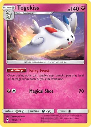 Togekiss — SM - Unbroken Bonds Pokémon TCG card by Kagemaru Himeno