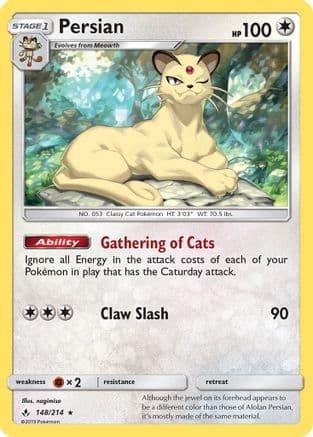 Persian — SM - Unbroken Bonds Pokémon TCG card by nagimiso