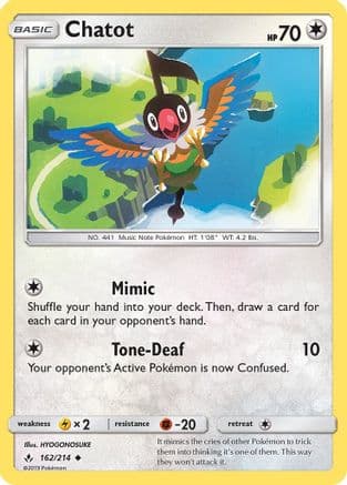 Chatot — SM - Unbroken Bonds Pokémon TCG card by HYOGONOSUKE