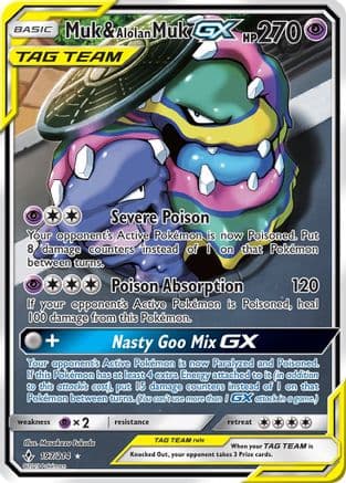 Muk & Alolan Muk GX (197) (Full Art) — SM - Unbroken Bonds Pokémon TCG card by The Holloways Studio