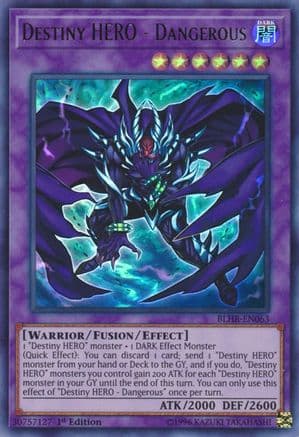 Destiny HERO - Dangerous — Battles of Legend: Hero's Revenge Yu-Gi-Oh! card by KAZUKI TAKAHASHI
