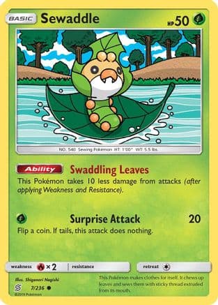 Sewaddle (7) — SM - Unified Minds Pokémon TCG card by Shigenori Negishi