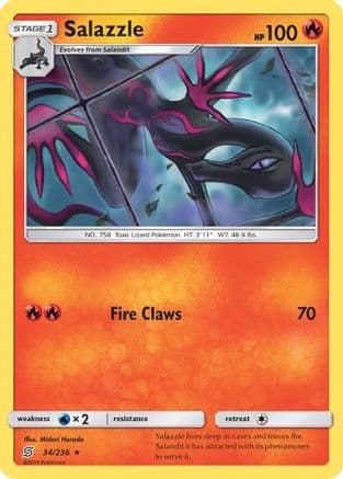 Salazzle (34) — SM - Unified Minds Pokémon TCG card by Mitsuhiro Arita