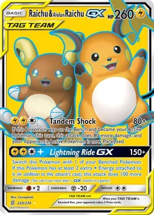 Raichu & Alolan Raichu GX (Full Art) — SM - Unified Minds