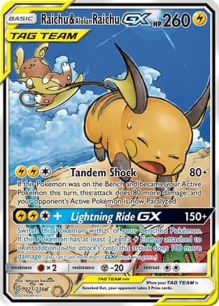 Raichu & Alolan Raichu GX (Alternate Full Art) — SM - Unified Minds