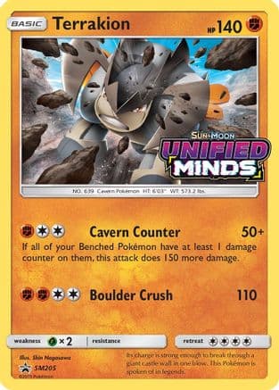 Terrakion - SM205 (Prerelease) — SM Promos Pokémon TCG card by Shin Nagasawa