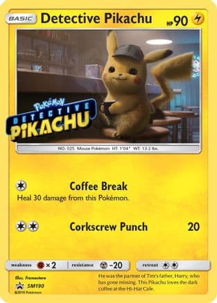 Detective Pikachu - SM190 (Stamped) — SM Promos Pokémon TCG card by Mitsuhiro Arita
