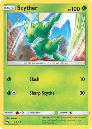 Scyther — Hidden Fates Pokémon TCG card by Hasuno