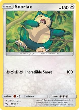 Snorlax — Hidden Fates Pokémon TCG card by Akira Komayama
