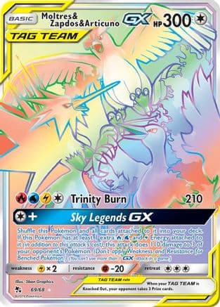 Moltres & Zapdos & Articuno GX (Secret) — Pokémon TCG card