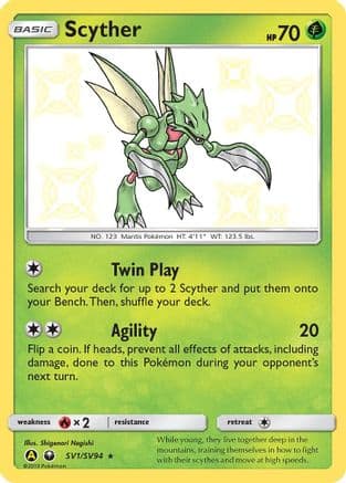 Scyther — Hidden Fates: Shiny Vault Pokémon TCG card by Shigenori Negishi